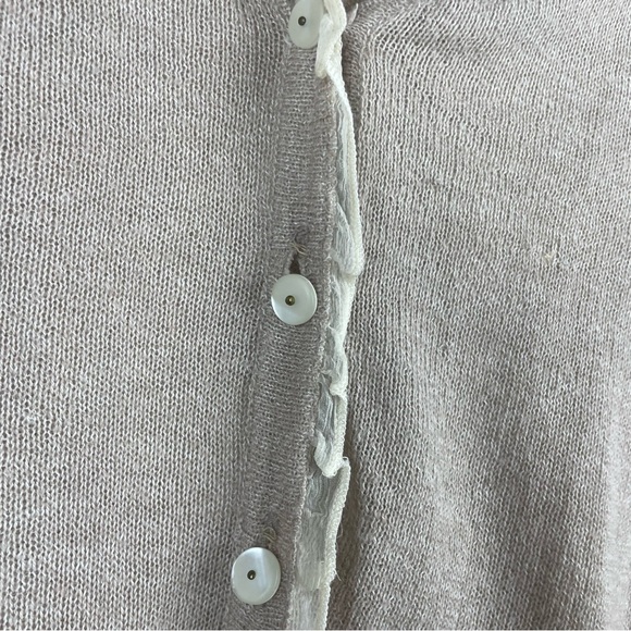 Clara Ibarguren Delicate Cardigan Ruffled Edges Pearl Button Sweater Size Small - Picture 5 of 11